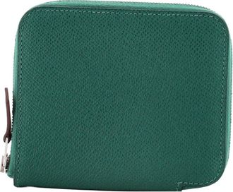 Herm&egrave;s Green Epsom Azap Zip Around Wallet Silkin Compact (Authentic Pre- Loved)