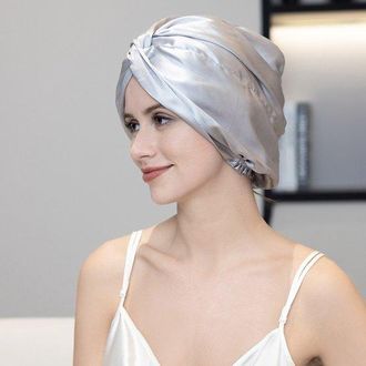 OEM Gorro De Dormir 100% Seda Pura Para Mujer, Gorro De Seda De Morera De Primera Calidad Con Banda El&aacute;stica Resistente, Azul Cielo