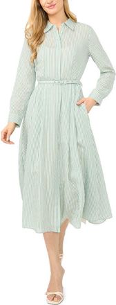 Ted Baker Lynn Vertical Stripe Button-Up Midi Shirtdress in Fairway at Nordstrom, Size 14