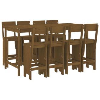 Berkfield Home 9 Piece Garden Bar Set Honey Brown Solid Wood Pine