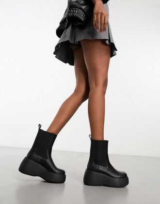 Monki Stivaletti neri con plateau-Nero