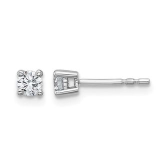 Diamond2Deal 1/4 ct Round Cut Lab Grown Diamond 4 Prong Stud Earrings 14k Gold VS, D-E Color