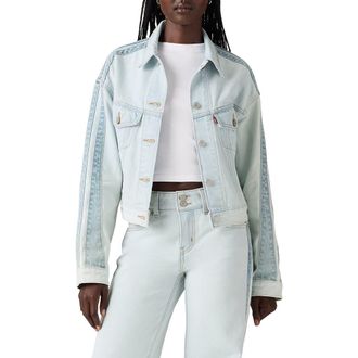 Levi's Shrunken 90s Stripe Denim Trucker Jacket in Stripe Hype Trucker at Nordstrom Rack, Size Large