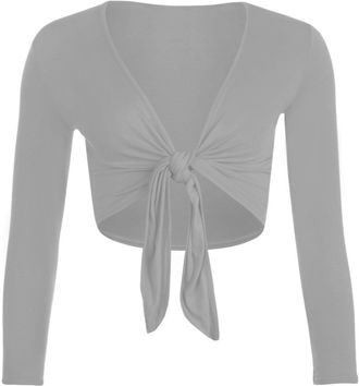 Generic women Long Sleeves Tie Shrug Silver XXXL = 24-26