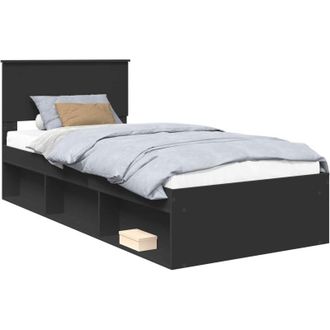 vidaXL Estructura De Cama Negro 90 X 200 Cm Madera De Pino Macizo Vidaxl