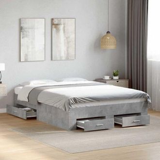 vidaXL Cama Con Cajones Madera Ingenier&iacute;a Gris Hormig&oacute;n 135x190 Cm Vidaxl