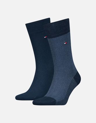 Tommy Hilfiger Mens 2-Pack Herringbone Pattern Socks, Navy - Size: 7.5/8/5/5.5/6/6.5/7