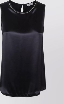 PESERICO satin sleeveless top keyhole back