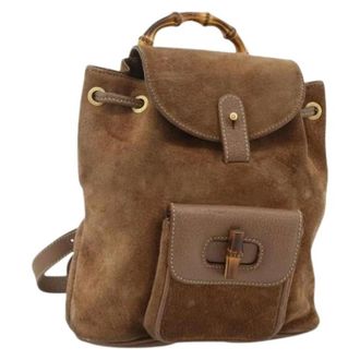 Gucci Pre-owned Backpacks, female, Brown, Size: ONE SIZE Pre-owned Vintage Suede Backpack