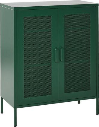 Beliani Aparador de metal verde 2 puertas estantes almacenaje oficina en casa Wakatipu