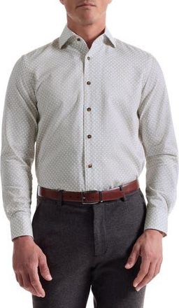 Bugatchi Alvin Shaped Fit Geo Print Button-Up Shirt in Chalk at Nordstrom Rack, Size Xx-Large