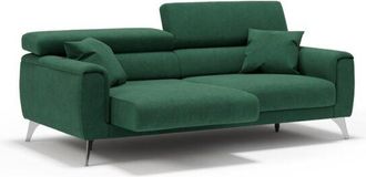 Divani.Store Divani.store - Caravaggio Divano con sedute allungabili e poggiatesta reclinabili in tessuto impermeabile T02 169 cm verde