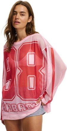 Cotton On Womens The Long Sleeve Mesh Graphic Tee in 98 Barbados Fairy Tale at Nordstrom, Size Small