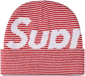 SUPREME striped Big Logo beanie - unisex - Fabric - One Size - Red