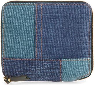 Comme Des Gar&ccedil;ons Denim Patchwork Print Leather Wallet in Blue at Nordstrom