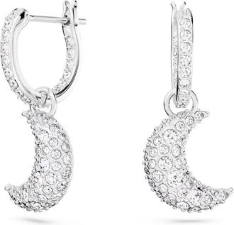 Swarovski Crescent Moon Crystal Hoop Oorbellen - Dames - Oorbellen - Grijs - ONE Size - Accessoires