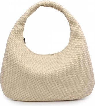 Sol and Selene Womens Dream Large Woven Neoprene Hobo Bag In Cream