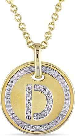 Mimi & Max D Initial Diamond Accent Pendant with Chain in Yellow Plated Sterling Silver