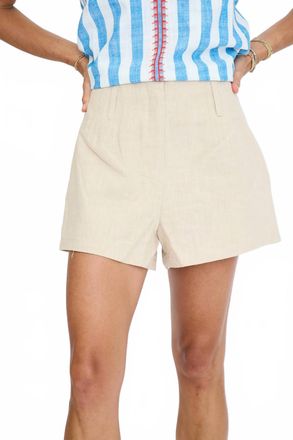 Olivaceous Mila High-Waist Tailored Shorts In Khaki