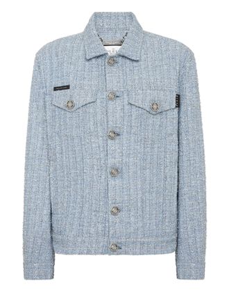 Philipp Plein Tweed Denim Cropped Jacket
