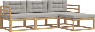 vidaXL Conjunto De Sof&aacute;s De Exterior 4 Uds. Blanco Y Gris Claro Vidaxl