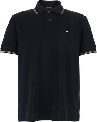 Emporio Armani Black Embroidered Logo Polo