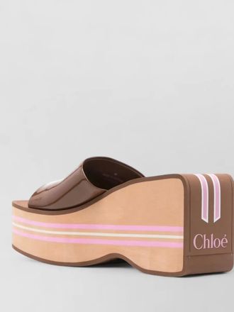 Chlo&eacute; striped wedge mules