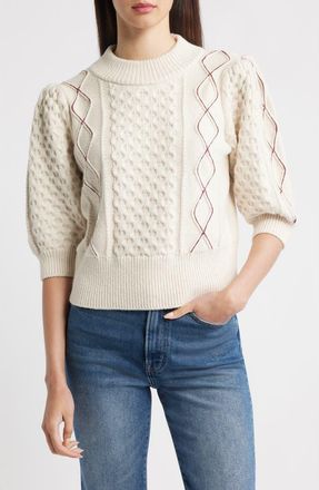 Rails Addy Cable Stitch Sweater in Ivory Cables at Nordstrom, Size Xx-Small