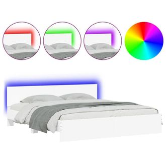 Berkfield Home Bed Frame with LED without Mattress White 180x200 cm Super King