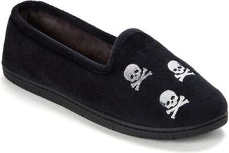 Dearfoams Halloween Velour Closed Back Slippers in Black at Nordstrom, Size X-Large