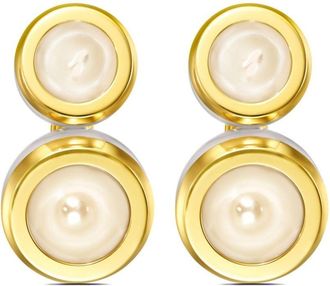 Tasaki 18kt yellow gold M/G Sliced Bezel pearl stud earrings - women - 18kt Yellow Gold/Freshwater Pearl - One Size