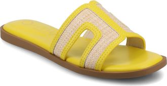 Journee Collection Primah Slide Sandal in Mango Raffia at Nordstrom Rack, Size 6.5