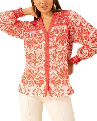 Hale Bob Marceline Long Sleeve Silk-Blend Top