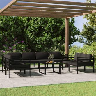vidaXL Set Muebles De Jard&iacute;n 9 Pzas Y Cojines Aluminio Gris Antracita Vidaxl