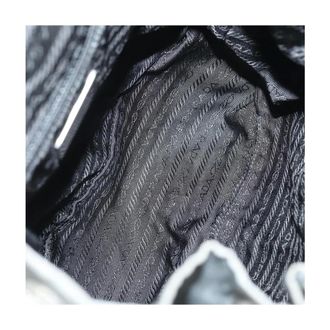 Prada Pre-owned Backpacks, unisex, Gray, Size: ONE SIZE Pre-owned Vintage Nylon Drawstring Backpack with Buckle Pockets