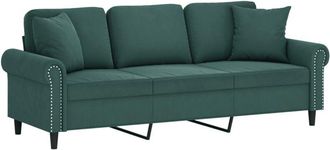 vidaXL Vidaxl - Sof&aacute; De 3 Plazas Con Cojines Terciopelo Verde Oscuro 180 Cm