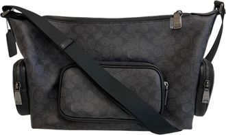 Coach Black Gray Pvc Coated Canvas Shoulder Bag Sling Bag (Pre-Owned)