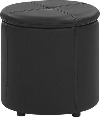 Beliani Puf Negro De Piel Sint&eacute;tica 40 X 38 Cm Con Almacenamiento Glamour Maryland