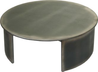 Hhg Mesa De Centro Hhg 571, Mesa Auxiliar De Sal&oacute;n, Industrial Con Certificado Mvg, Redonda &Oslash;80cm, Aspecto Metal Cepillado