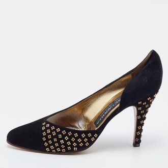 Rene Caovilla Ren&eacute; Caovilla Black Suede Embellished Dorsay Pumps