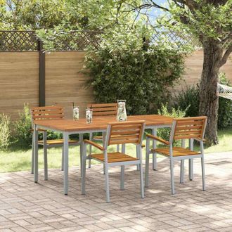 vidaXL Conjunto De Comedor De Jard&iacute;n 5 Pcs Gris Y Marr&oacute;n Vidaxl