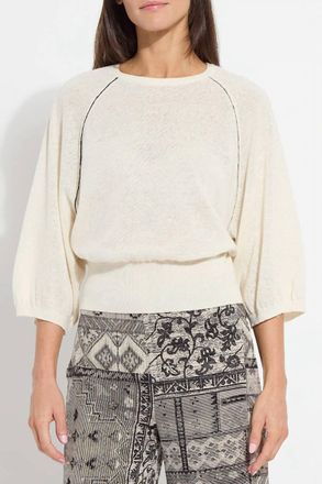 Lyss&eacute; Anabela Wide Sleeve Knit Linen Sweater In Sepia