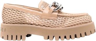 Casadei Chain-trimmed Platform Loafers - female - Casadei - Loafers - Beige - 8 UK - Shoes