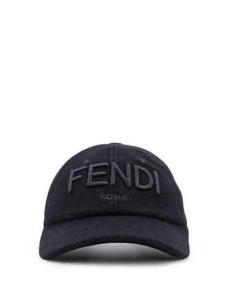 Fendi Wool Blend Baseball Hat With Logo Embroidery-Uomo