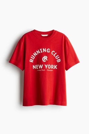 H&M T-Shirt mit Print - Rot/Running Club