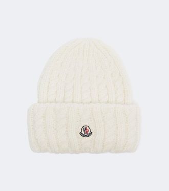 Moncler Cable-knit alpaca and wool-blend beanie