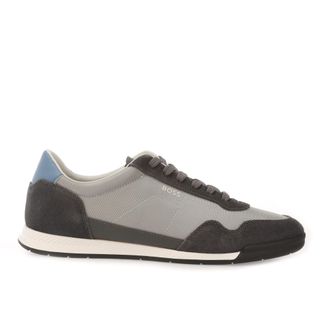 HUGO BOSS Heren Titanium Leren Trainers (Grijs)