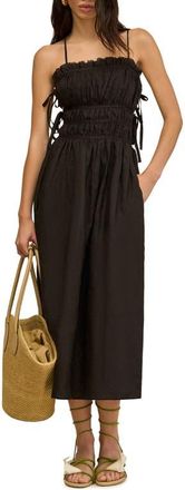 Cult Gaia Lola Ruched Stretch Linen Blend Sundress in Black at Nordstrom, Size X-Small