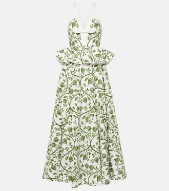 ワンピース GIAMBATTISTA VALLI MIDI DRESS Giambattista Valli Floral Lattice-Print Popeline Sleeveless