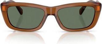 Miu Miu 56mm Rectangular Sunglasses in Amber/dark Green at Nordstrom